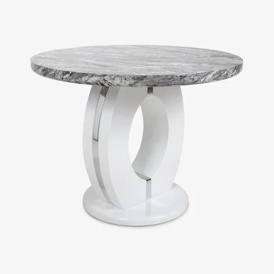 Teddy Beau Shankar Neptune Round Marble Effect Top Dining Table