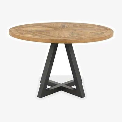 Teddy Beau Bentley Indus Rustic Oak And Peppercorn Round Dining Table