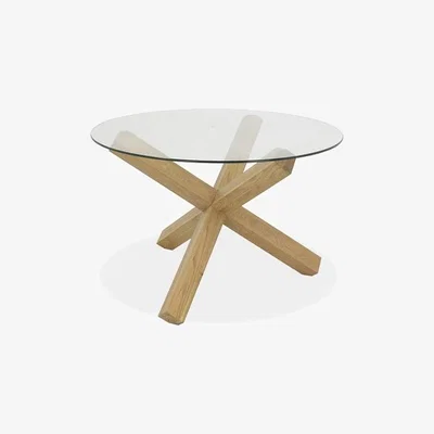 Teddy Beau Bentley Turin Glass Light Oak Round Dining Table