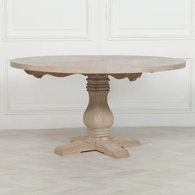 Teddy Beau Maison Reproductions Rustic Wooden Dining Table / Brown / Round, Pedestal