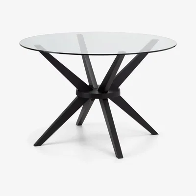 Teddy Beau Julain Bowen Heyden Round Glass Dining Table in Black