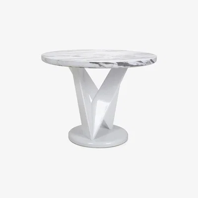 Teddy Beau Shankar Saturn Round Marble Effect Top Dining Table