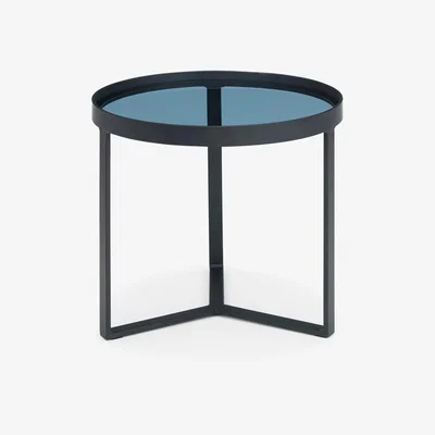 Teddy Beau Julain Bowen Loft Lamp Table in Smoked Glass