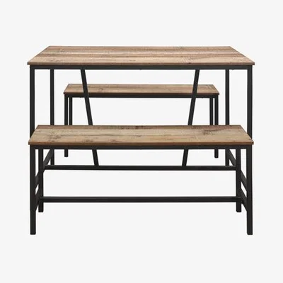 Teddy Beau Birlea Urban Dining Table And Bench Set Rustic