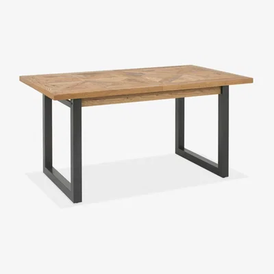 Teddy Beau Bentley Indus 4-6 Rustic Oak And Peppercorn Dining Table