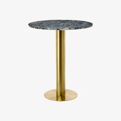 Tom Dixon Tom Dixon - Tube Dining Table Brass Pebble Marble Top 900mm