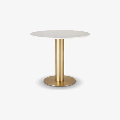Tom Dixon Tom Dixon - Tube Dining Table Brass White Marble Top 900mm