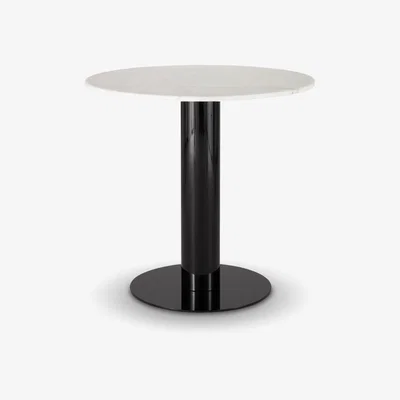 Tom Dixon Tom Dixon - Tube Dining Table Black White Marble Top 600mm
