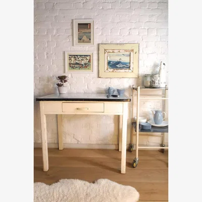 Urban Outfitters Urban Renewal Vintage Enamel Topped Kitchen Table - White 78cm x 93cm x 65cm at Urban Outfitters