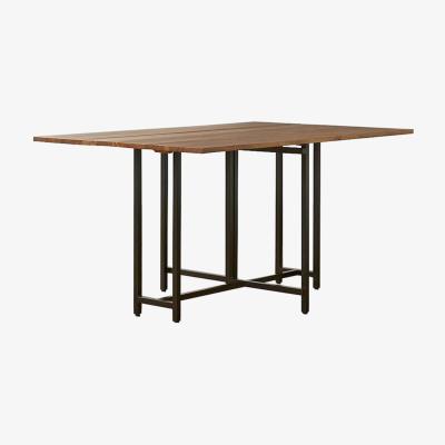 Vivense Marit 4-6 Extendable Dining Table, Dark Wood & Black