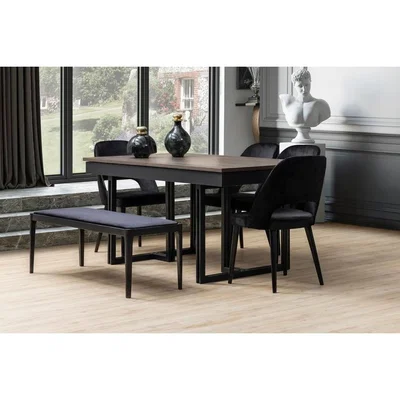 Vivense Line Extendable Dining Table, Dark Wood