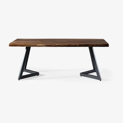 Vivense Space 4-6 Seat Fixed Dining Table, Dark Wood & Black