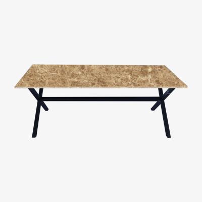 Vivense Egina 6-8 Seat Marble Fixed Dining Table, Natural & Black