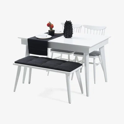 Vivense Solo 4 - 6 Seat Extendable Dining Table, White