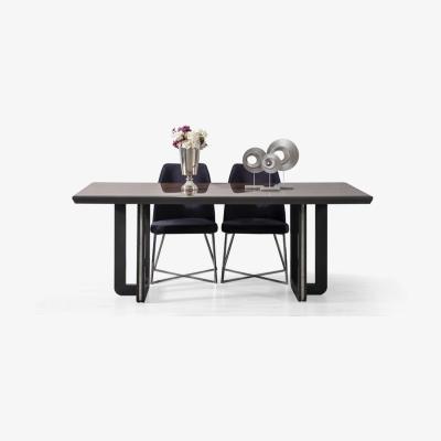 Vivense Pars 6-8 Seat Fixed Dining Table, Dark Wood & Grey