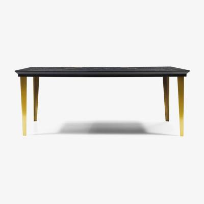 Vivense Chiara 6-8 Seat Dining Table, Black (Marble Effect) & Gold