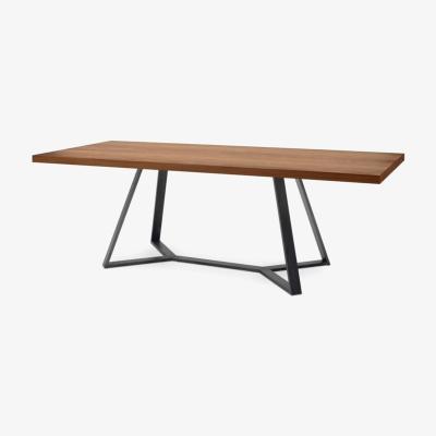 Vivense Terox 6-8 Seat Fixed Dining Table, Dark Wood & Black