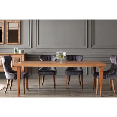 Vivense Nepal 6-8 Seat Fixed Dining Table, Dark Wood