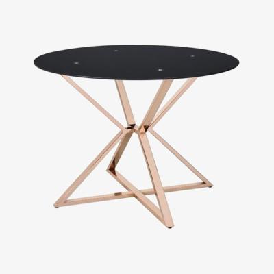 Vivense Rosi 4 Seat Fixed Dining Table, Black & Gold