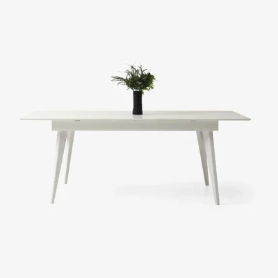 Vivense Texas 6-8 Seat Fixed Dining Table, White (High Gloss)