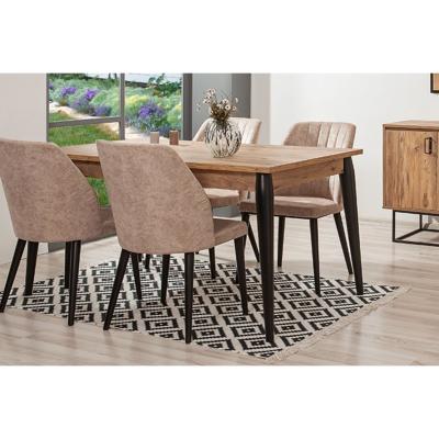 Vivense Quantum 6-8 Seat Extendable Dining Table, Light Wood & Black