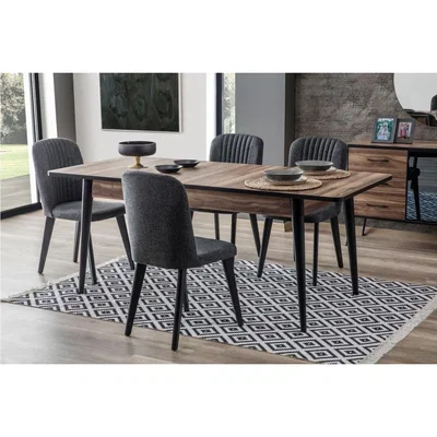 Vivense Sobo Extendable Dining Table, 90 x 160 cm, Dark Wood