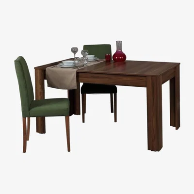 Vivense Bois 4-6 Seat Extendable Dining Table, Dark Wood