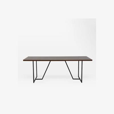 Vivense El Paso 6-8 Seat Fixed Dining Table, Dark Wood & Black