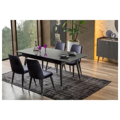 Vivense Orenda 4-6 Seat Dining Table, Dark Grey
