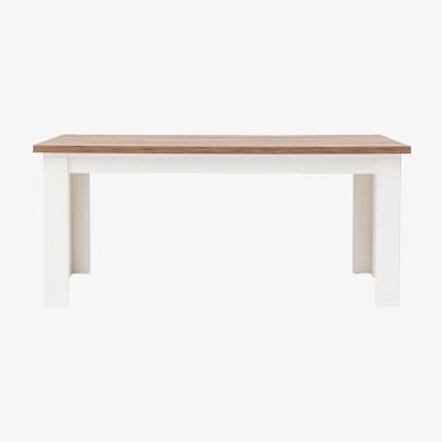 Vivense Agatha 4-6 Seat Fixed Dining Table, Dark Wood & White
