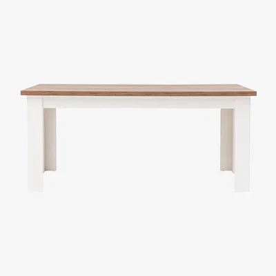 Vivense Agatha 4-6 Seat Fixed Dining Table, Dark Wood & White