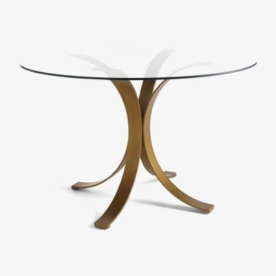 Vivense Trim 4 Seat Fixed Dining Table, Transparent & Brown
