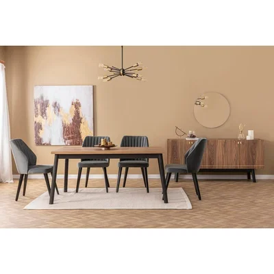 Vivense Modrian Fixed Dining Table, Walnut