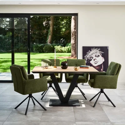 Woods Furniture Industrial V Base Dining Table