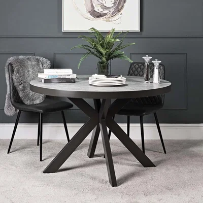 Woods Furniture Industrial Round Dining Table 120cm - Faux Concrete