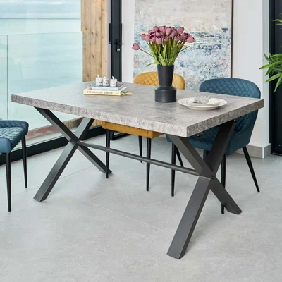 Woods Furniture Industrial Dining Table - Faux Concrete - Industrial Dining Table 150cm - Faux Concrete
