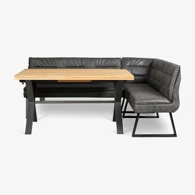 Woods Furniture Industrial Oak Dining Table 150cm Industiral Corner Bench Grey