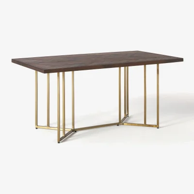 Westwing Mango Wood Dining Table Luca with Herringbone Pattern, in various sizes
