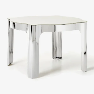 Westwing Round Dining Table Georgia with Glass Top, Ø 110 cm