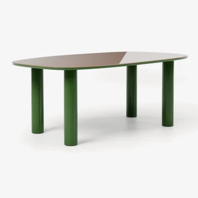 Westwing Organic Dining Table Beni with Glass Top, 200 x 110 cm