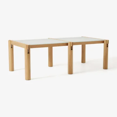 Westwing Oak Wood Dining Table Rory with Glass Tabletop, in various sizes