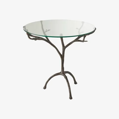 Westwing Round Dining Table Christophe with Glass Top, Ø 80 cm