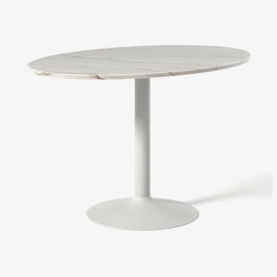 Westwing Oval Dining Table Miley with Marble Top, 120 x 80 cm