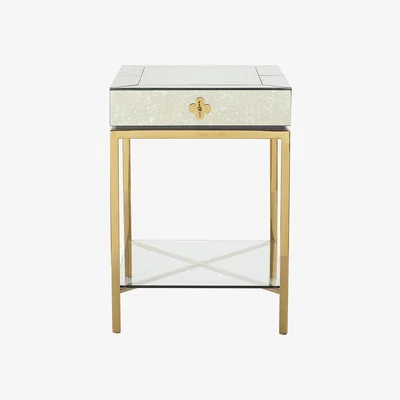 Amara Jonathan Adler - Delphine Side Table - Tall - Silver