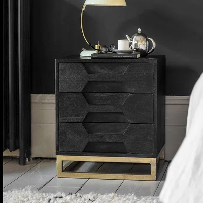 Atkin & Thyme Hex Bedside Drawers - Black