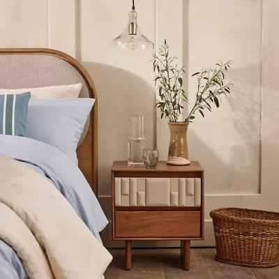 Atkin & Thyme Lisbon Bedside Table In Almond White