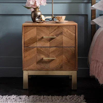 Atkin & Thyme Chevron Bedside Drawers - Natural