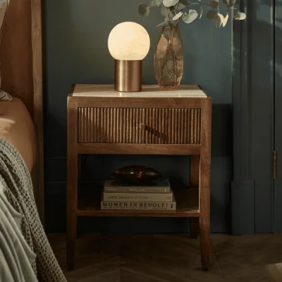 Atkin & Thyme Mirabelle Travertine Bedside Table