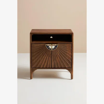 Anthropologie Daybreak Tropical Hardwood Bedside Table