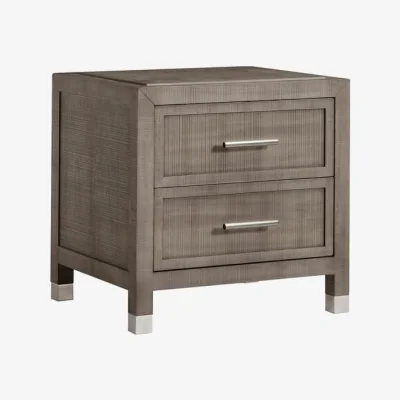 Andrew Martin Raffles 2 Drawer Bedside Table Grey, Bedside Table - Andrew Martin
